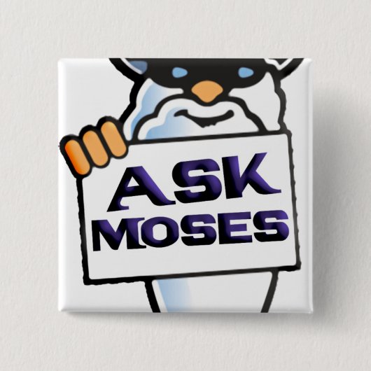 Vraag Moses Vierkante Button 5,1 Cm (Voorkant)