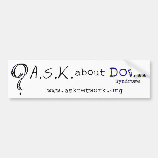 Vraag naar Downsyndroom bumpersticker (Voorkant)