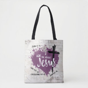 VRAAG NAAR JESUS Christelijk Paars Heart Bible Quo Tote Bag