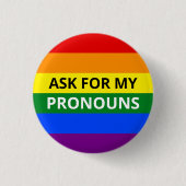 Vraag naar mijn pronouns Rainbow Badge Ronde Button 3,2 Cm (Voorkant)