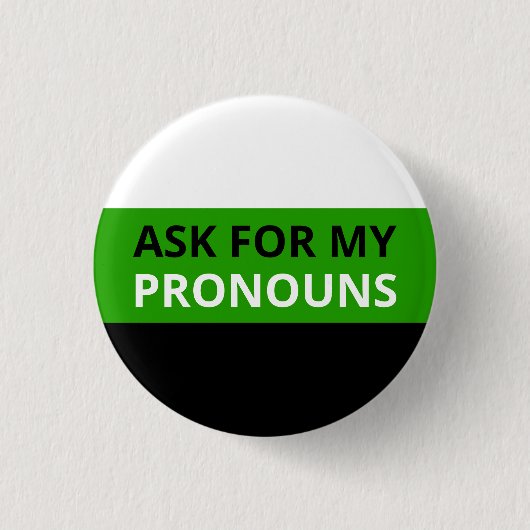 Vraag naar Mijn ronouns Neutrois Flag Badge Ronde Button 3,2 Cm (Voorkant)