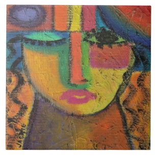 Vraag niet naar Abstract acrylverf op OSB Tegeltje