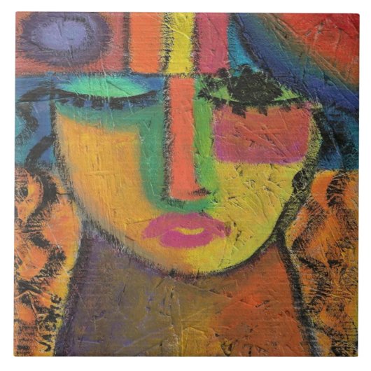 Vraag niet naar Abstract acrylverf op OSB Tegeltje (Voorkant)