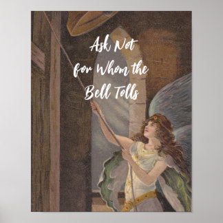 Vraag niet naar wie de Bell Tolls Idiom + Angel Poster