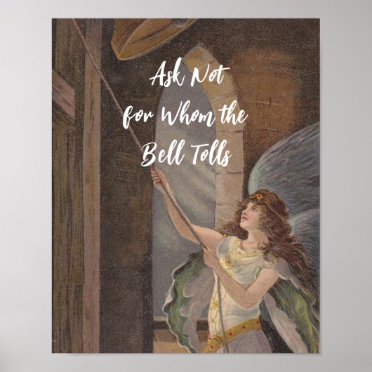 Vraag niet naar wie de Bell Tolls Idiom + Angel Poster (Voorkant)