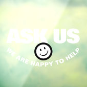 Vraag ons dat we graag blanke zwarte glimlach help raamsticker (Vel 3)