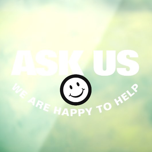 Vraag ons dat we graag blanke zwarte glimlach help raamsticker (Vel 3)