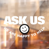 Vraag ons dat we graag blanke zwarte glimlach help raamsticker (Vel 2)