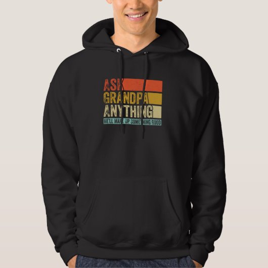Vraag opa alles grappige retro grootvader hoodie (Voorkant)