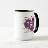 VRAAG OVER JESUS Christelijk evangelscript Paars Mok (Voorkant rechts)