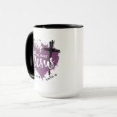 VRAAG OVER JESUS Christelijk evangelscript Paars Mok (Voorkant links)