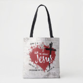 VRAAG OVER JEZUS Trendy Gospel Graffiti Evangelisa Tote Bag (Voorkant)
