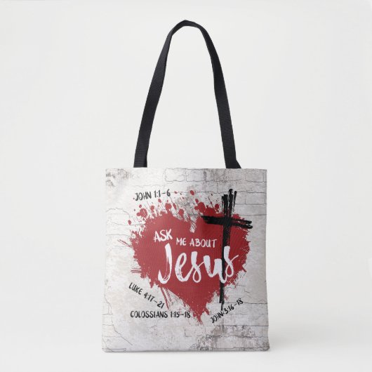 VRAAG OVER JEZUS Trendy Gospel Graffiti Evangelisa Tote Bag (Voorkant)