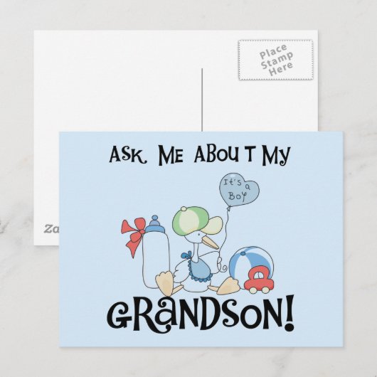 Vraag over mijn kleinzoon Tshirts en geschenken Briefkaart (Voorkant / Achterkant)