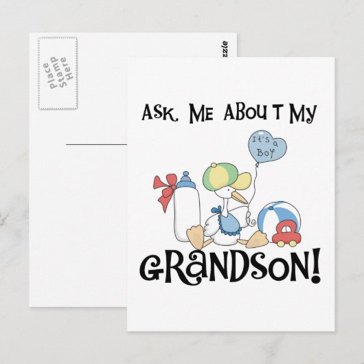 Vraag over mijn kleinzoon Tshirts en geschenken Briefkaart (Voorkant / Achterkant)