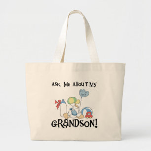 Vraag over mijn kleinzoon Tshirts en geschenken Grote Tote Bag