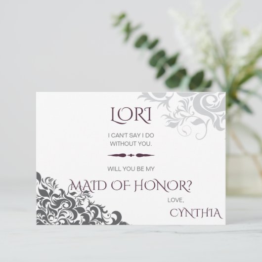 Vraag van Plum Baroque Chandelier Wedding Party Kaart (Staand voorkant)