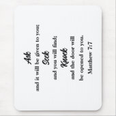 Vraag Zoekt Klop Mattheüs 7:7 Bijbelvers Muismat (Voorkant)