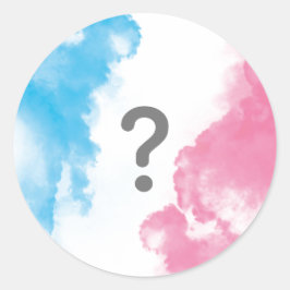 Vraagteken Baby Geslacht onthullen Smoke Blue Pink Ronde Sticker