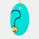 vraagteken emoji , digitale kunst door kinderen : keramisch ornament (Rechts)