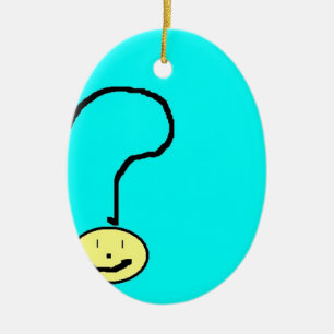 vraagteken emoji , digitale kunst door kinderen :  keramisch ornament