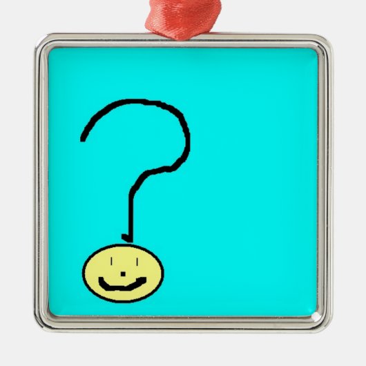 vraagteken emoji , digitale kunst door kinderen :  metalen ornament (Voorkant)