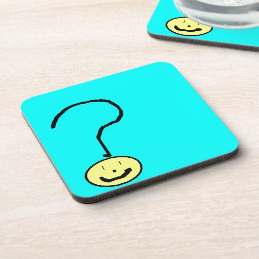 vraagteken emoji , digitale kunst door kinderen :  onderzetter (Linkerzijde)