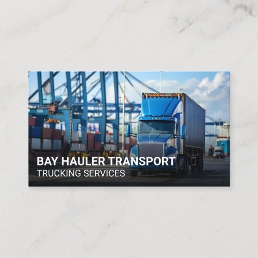 Vrachtauto bij zeehaven visitekaartje (Voorkant)