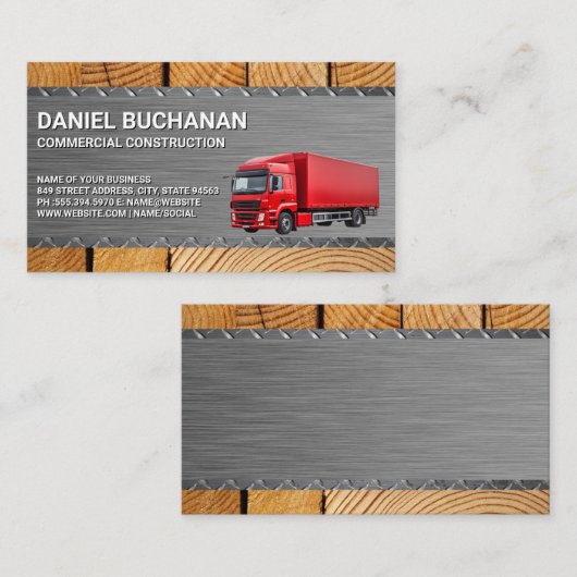 vrachtauto die handelsgoederen vervoert visitekaartje (Voorkant / Achterkant)