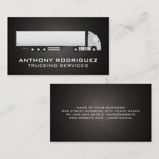 Vrachtauto en aanhangwagen visitekaartje (Voorkant / Achterkant)