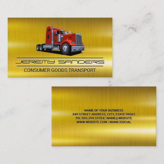 Vrachtauto | Gouden Metaal Visitekaartje (Voorkant / Achterkant)
