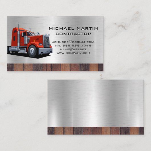 Vrachtauto | Metaal en Hout Visitekaartje (Voorkant / Achterkant)