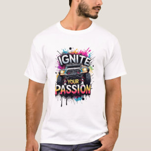 Vrachtauto terreinwagen Ontsteek Passie Spat Kunst T-shirt