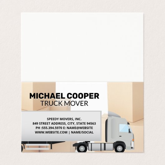 Vrachtauto | Verhuizers | Verhuisdozen Visitekaartje (Buitenkant ongevouwen)