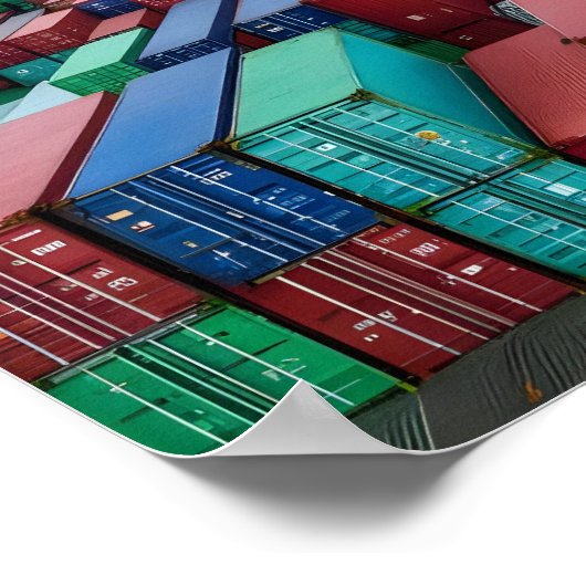 Vrachtcontainers klaar voor export poster (Hoek)