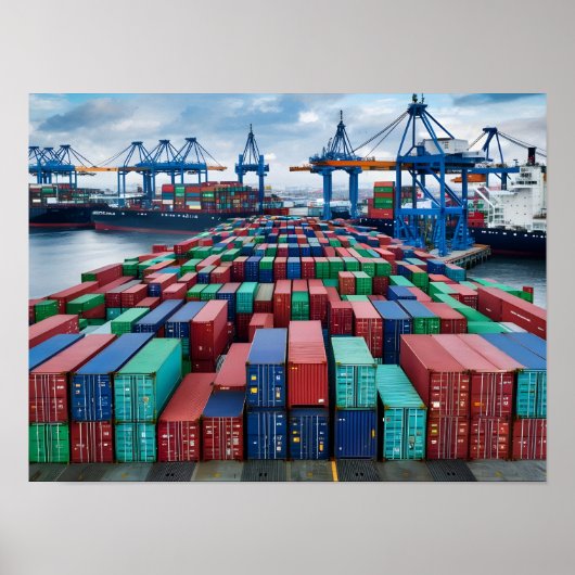 Vrachtcontainers klaar voor export poster (Voorkant)