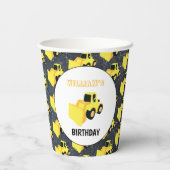 Vrachtdag over vrachtwagenbouw aan voorkant papieren bekers (Achterkant)