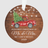 Vrachthout Eerste Kerstmis Mr en Mrs. Ornament (voorkant)