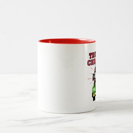 Vrachtkerst met Sinterklaas aan het stuur Tweekleurige Koffiemok (Center)