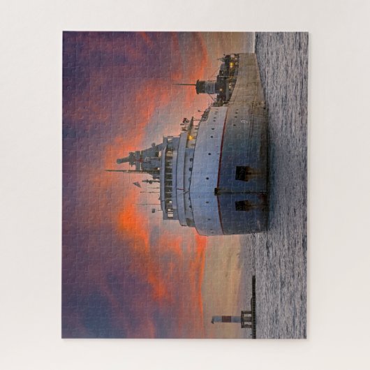 vrachtschip dat aankomt in de haven van Holland Legpuzzel (Verticaal)