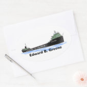 vrachtschip de Great Lakes Edward B. Green Ovale Sticker (Envelop)