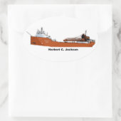 vrachtschip de Great Lakes Herbert C. Jackson Ovale Sticker (Tas)