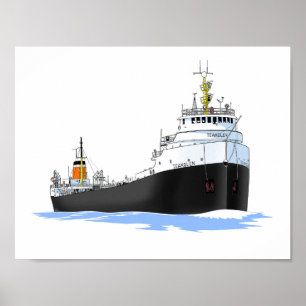 vrachtschip de Grote Meren Teakglen Poster