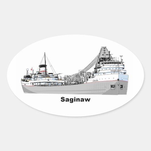 vrachtschip Saginaw Ovale Sticker (Voorkant)