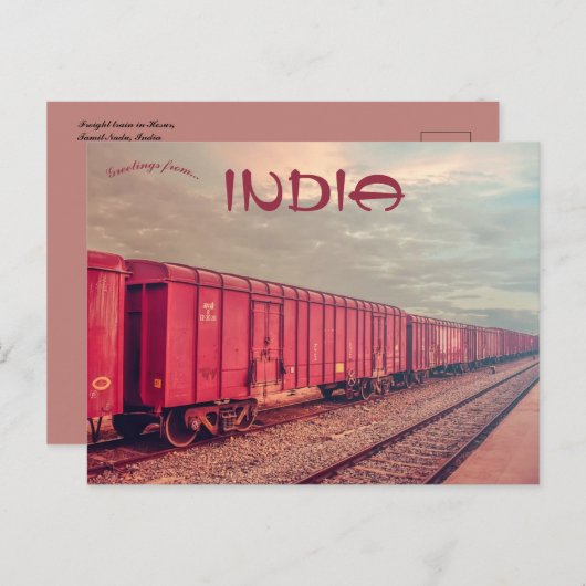Vrachttrein in Hosur Tamil Nadu India Briefkaart (Voorkant / Achterkant)