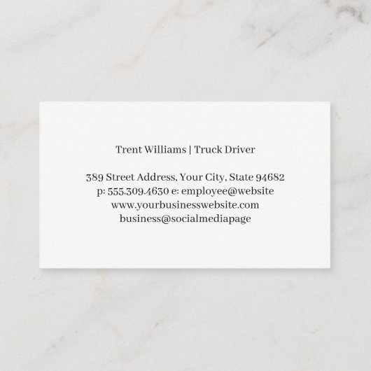 vrachtvervoer | Verzending Visitekaartje (Achterkant)