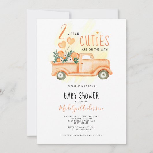  Vrachtwagen 2 Baby shower met kleine deelstukjes Kaart (Voorkant)