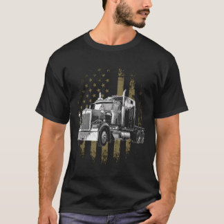Vrachtwagen Amerikaanse Vlag Grote Combinatie Vrac T-shirt