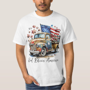 vrachtwagen Amerikaanse vlag Juli 4 Patriottisch T-shirt