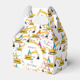 Vrachtwagen bij graafwerkzaamheden bedankdoosjes